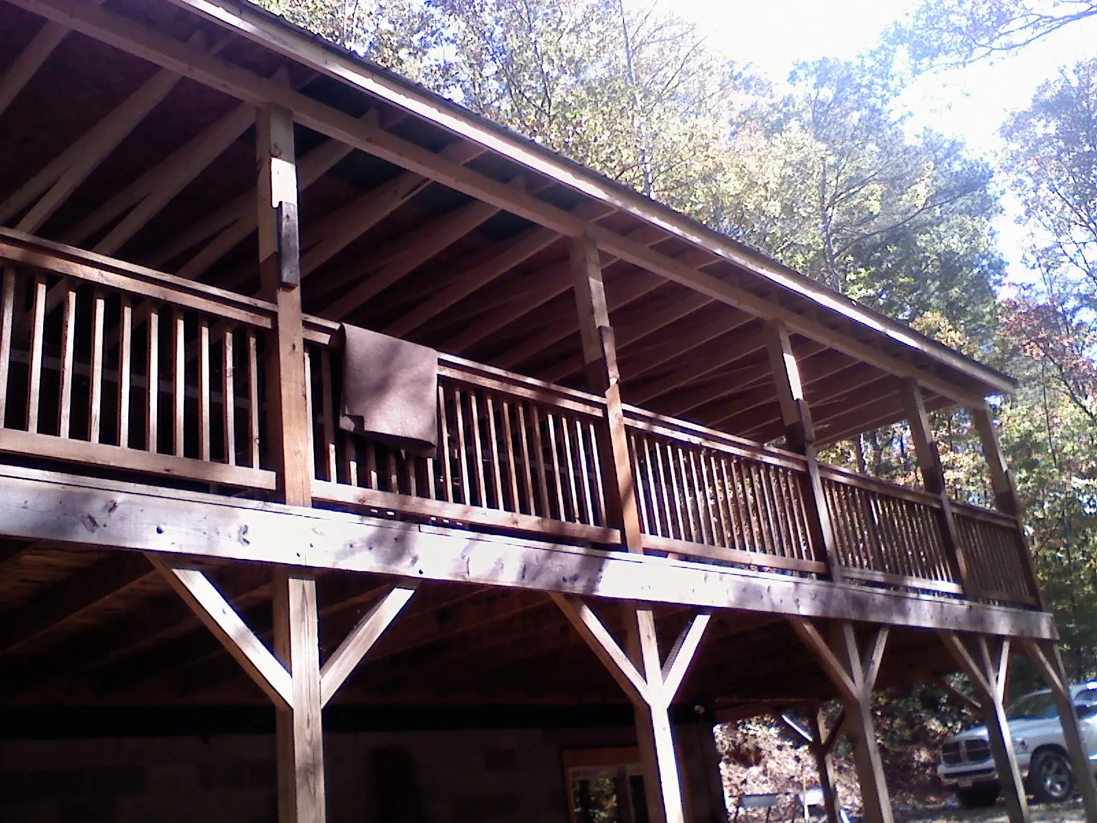 Timber framing under a new elevated porch and deck — Roof Leak Repair in Rhinebeck by Roofing Brothers